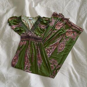 Green Paisley Maxi Dress